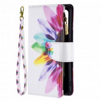 Capa De Couro Para Oppo A94 5G Bolso Com Zíper Flor