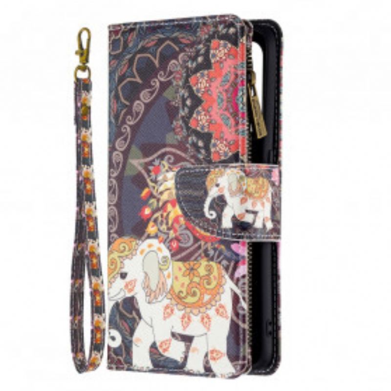 Capa De Couro Para Oppo A94 5G Bolso Elefante Com Zíper