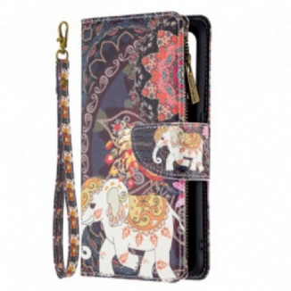 Capa De Couro Para Oppo A94 5G Bolso Elefante Com Zíper