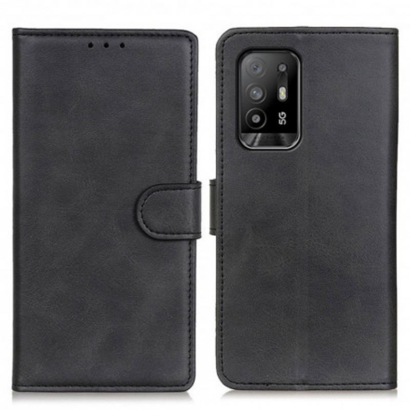 Capa De Couro Para Oppo A94 5G Efeito De Couro Fosco Retrô