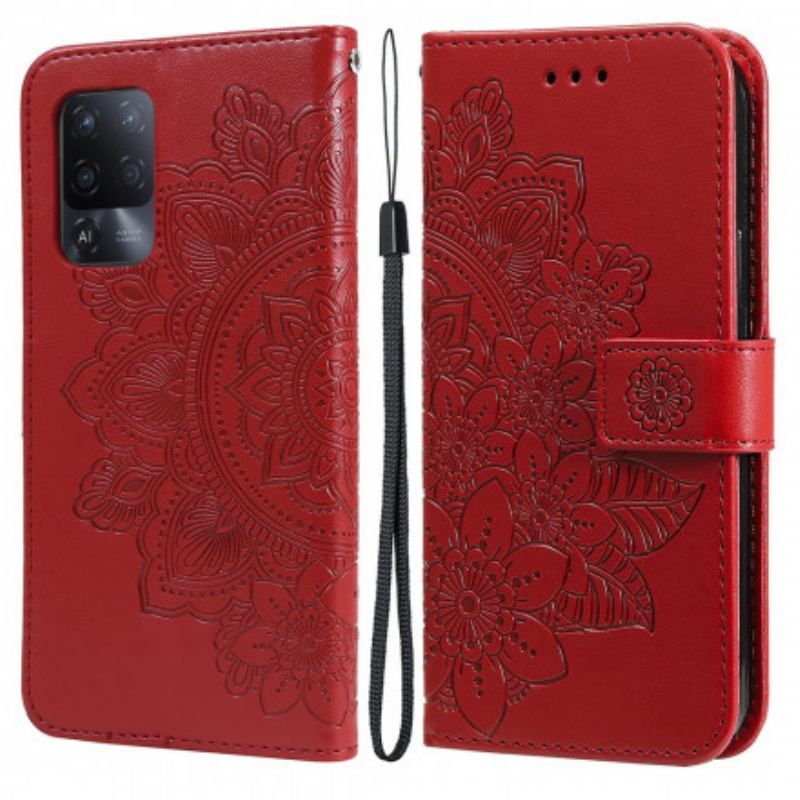 Capa De Couro Para Oppo A94 5G Flor Mandala