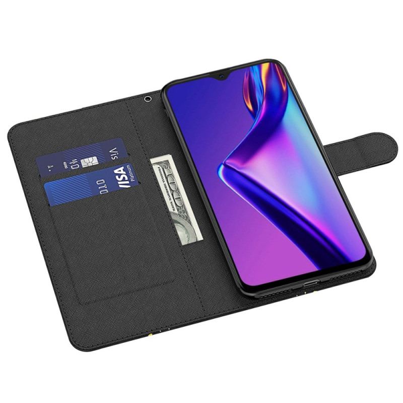 Capa De Couro Para Oppo A94 5G Lobo Com Cordão