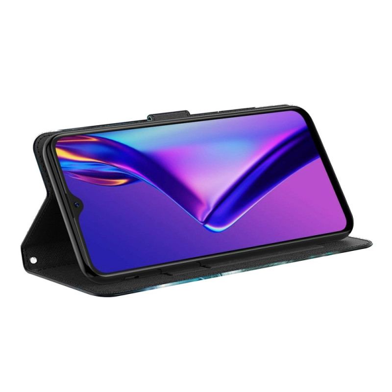 Capa De Couro Para Oppo A94 5G Vale Com Cordão