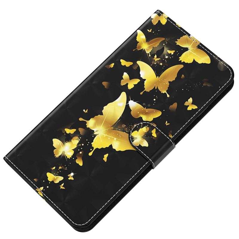 Capa Em Pele Para Oppo A94 5G Borboleta Com Cordão