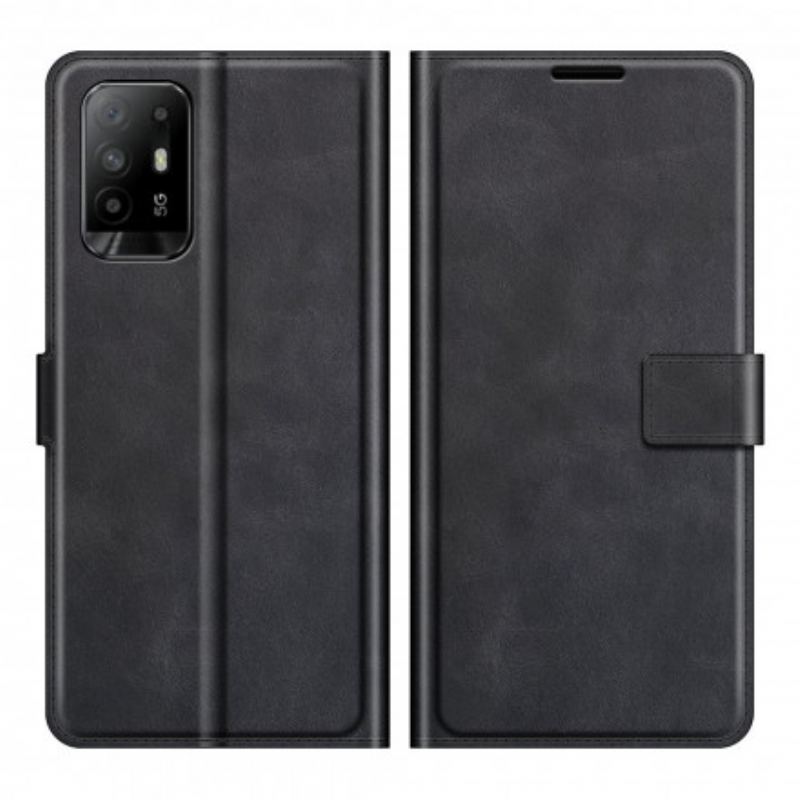 Capa Em Pele Para Oppo A94 5G Efeito De Couro Extremo Fino