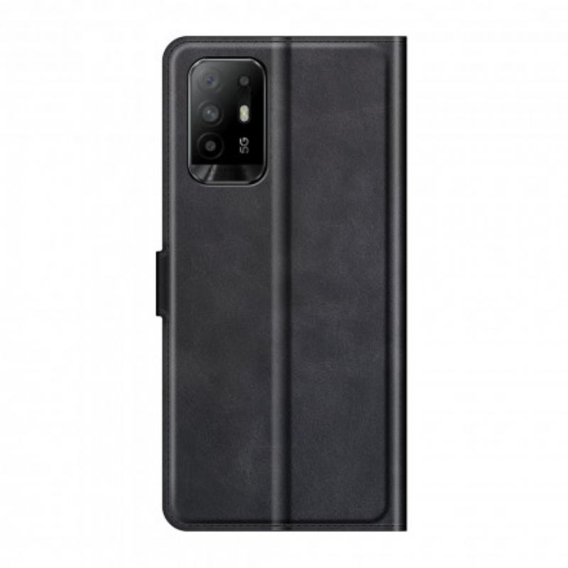 Capa Em Pele Para Oppo A94 5G Efeito De Couro Extremo Fino