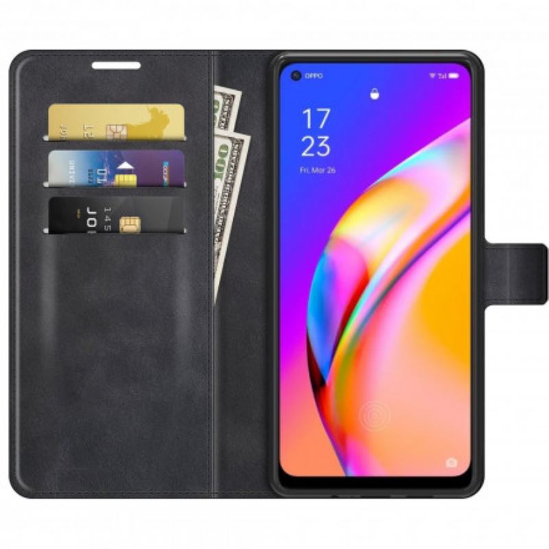 Capa Em Pele Para Oppo A94 5G Efeito De Couro Extremo Fino