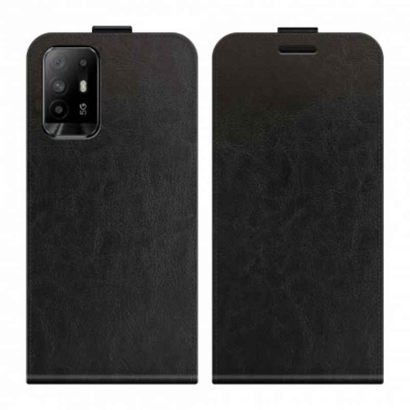 Capa Em Pele Para Oppo A94 5G Flip Aba Vertical Efeito Couro