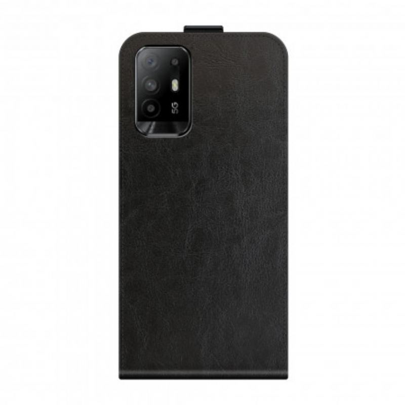 Capa Em Pele Para Oppo A94 5G Flip Aba Vertical Efeito Couro