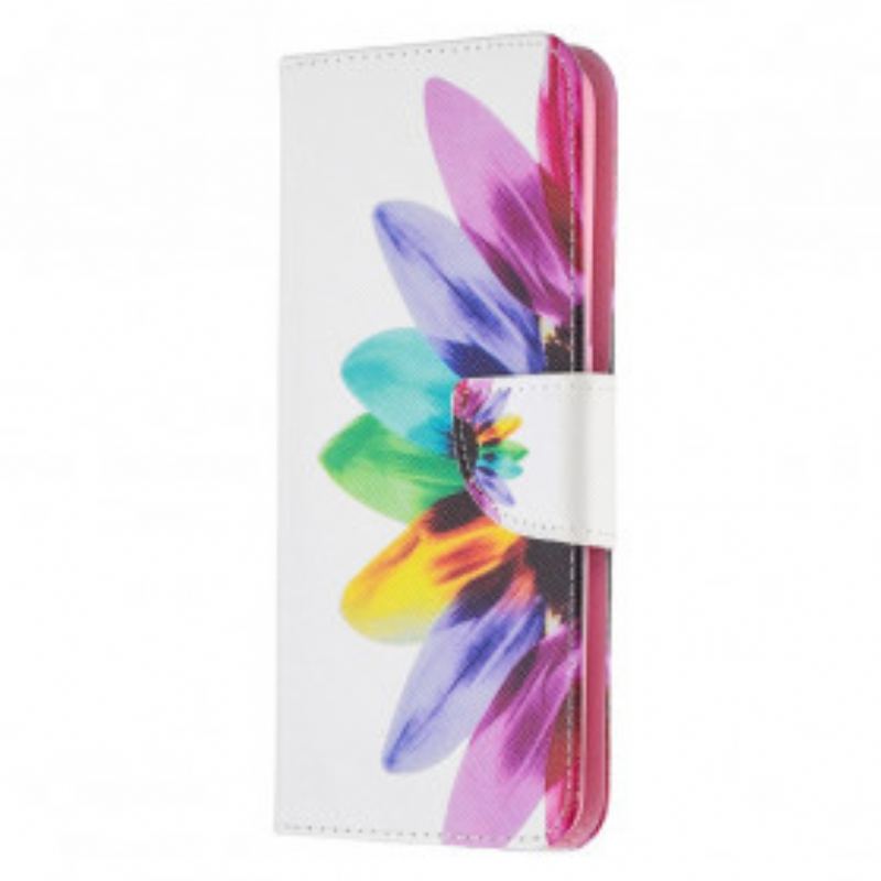 Capa Em Pele Para Oppo A94 5G Flor Aquarela