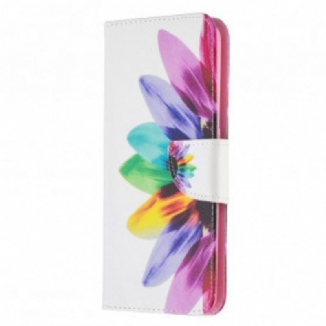 Capa Em Pele Para Oppo A94 5G Flor Aquarela