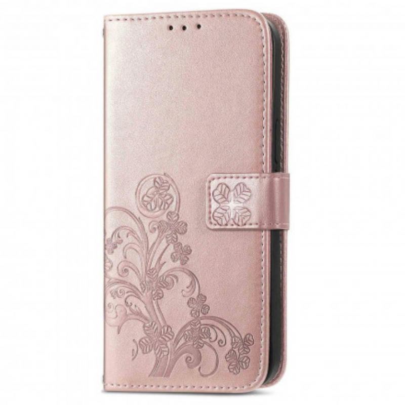 Capa Em Pele Para Oppo A94 5G Trevo-de-quatro-folhas