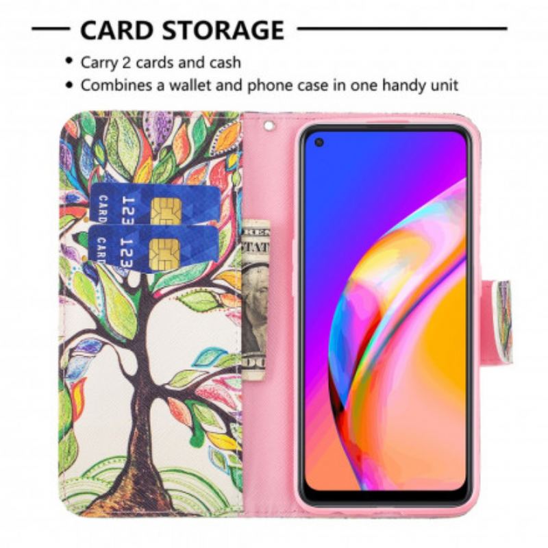 Capa Flip Para Oppo A94 5G Árvore Colorida