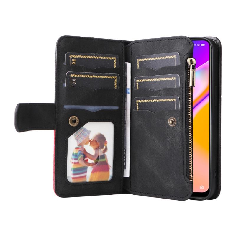 Capa Flip Para Oppo A94 5G Bolsa Bicolor Com Cordão