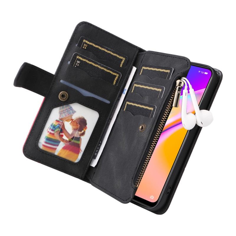 Capa Flip Para Oppo A94 5G Bolsa Bicolor Com Cordão