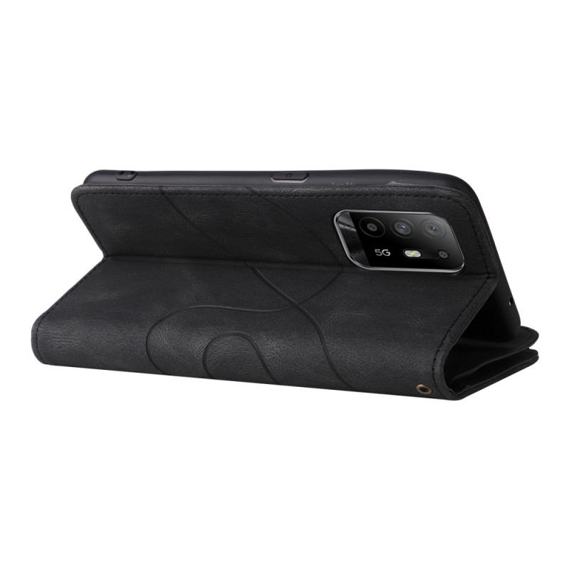 Capa Flip Para Oppo A94 5G Bolsa Bicolor Com Cordão