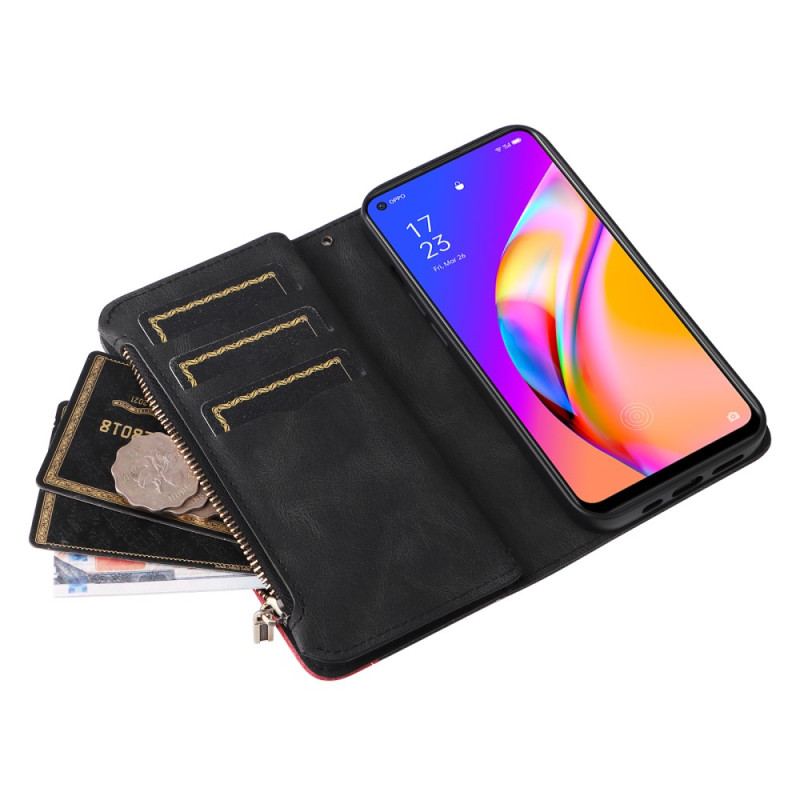 Capa Flip Para Oppo A94 5G Bolsa Bicolor Com Cordão