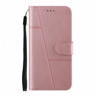 Capa Flip Para Oppo A94 5G De Cordão Strappy Geo Leather Effect