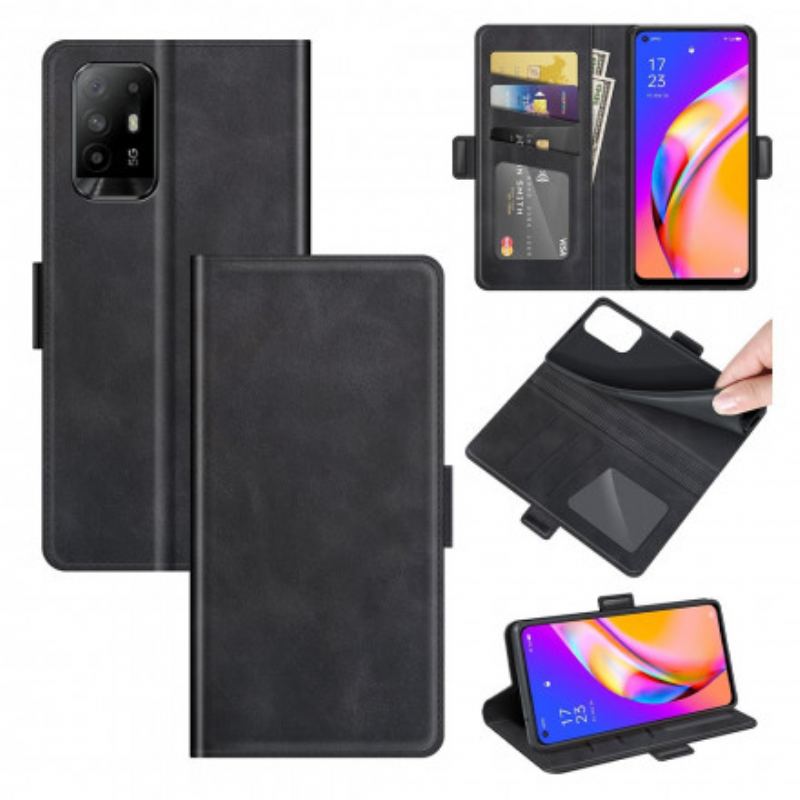 Capa Flip Para Oppo A94 5G De Couro Aba Dupla