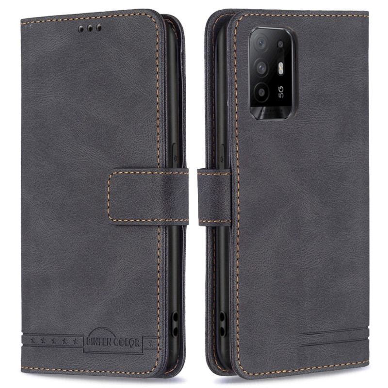 Capa Flip Para Oppo A94 5G Couro Sintético