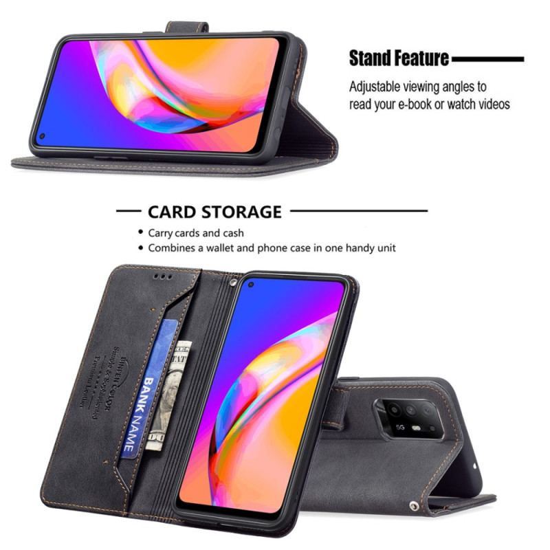 Capa Flip Para Oppo A94 5G Couro Sintético