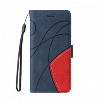 Capa Flip Para Oppo A94 5G Couro Sintético De Assinatura De Dois Tons