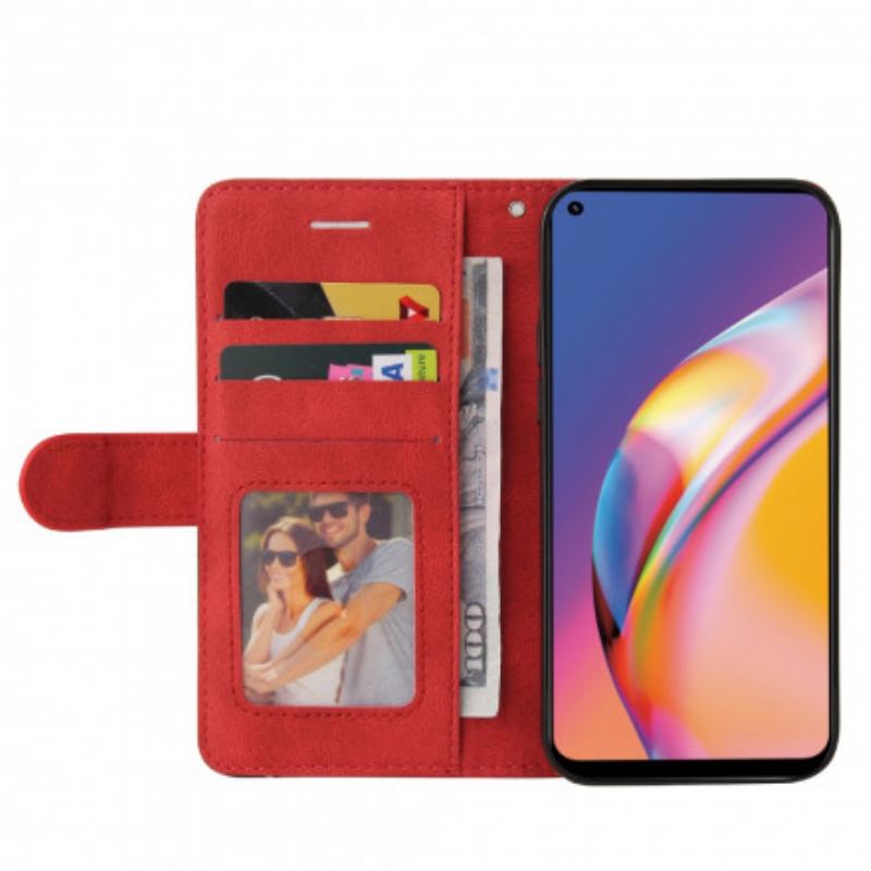 Capa Flip Para Oppo A94 5G Couro Sintético De Assinatura De Dois Tons