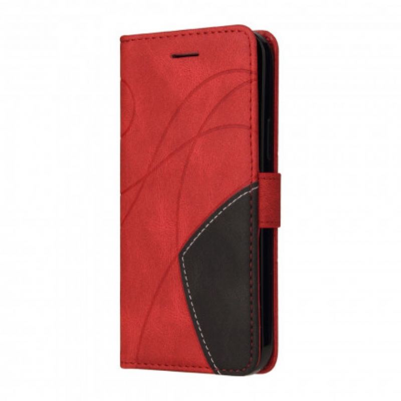 Capa Flip Para Oppo A94 5G Couro Sintético De Assinatura De Dois Tons