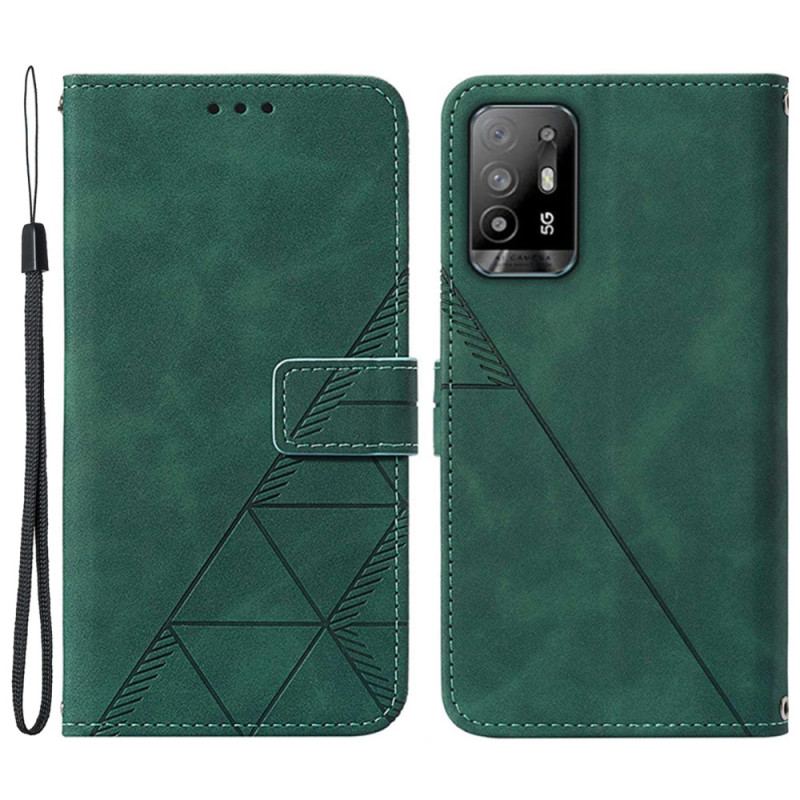 Capa Flip Para Oppo A94 5G Couro Sintético Com Alça