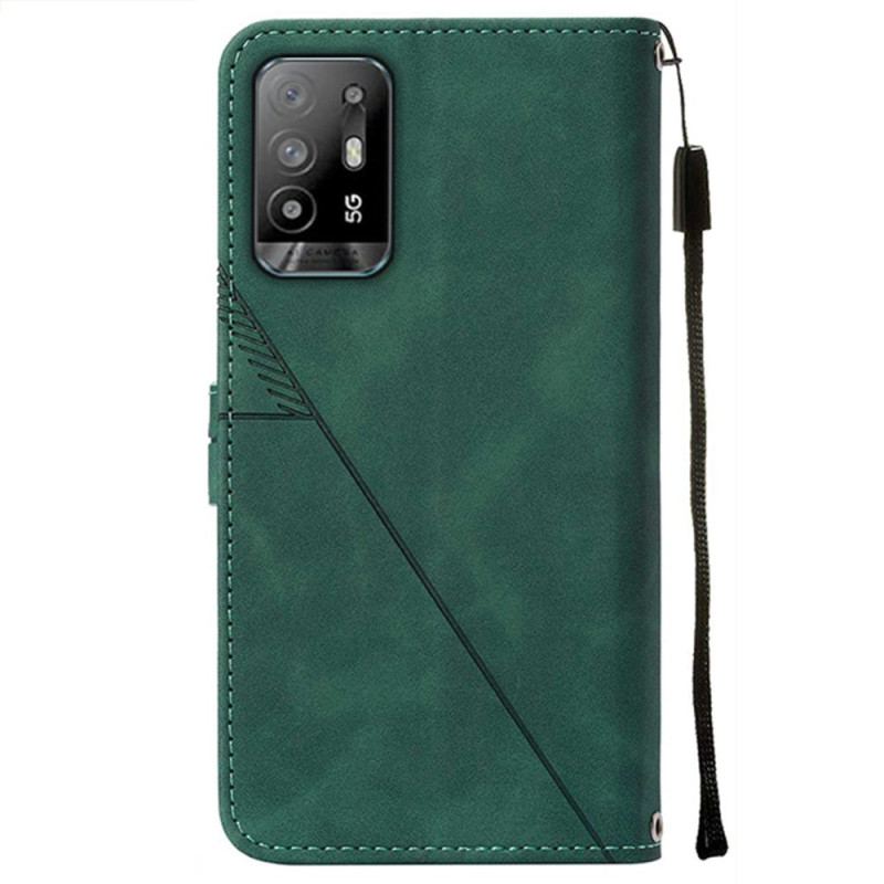 Capa Flip Para Oppo A94 5G Couro Sintético Com Alça