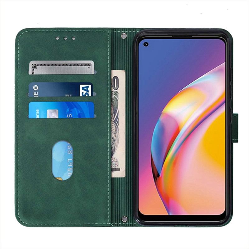 Capa Flip Para Oppo A94 5G Couro Sintético Com Alça