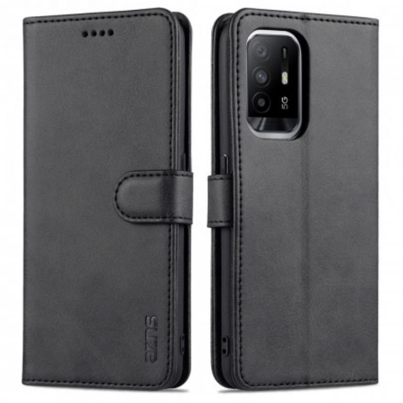 Capa Flip Para Oppo A94 5G Efeito Couro Azns