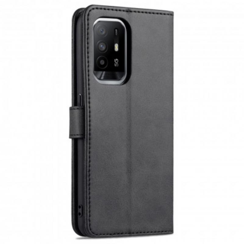 Capa Flip Para Oppo A94 5G Efeito Couro Azns