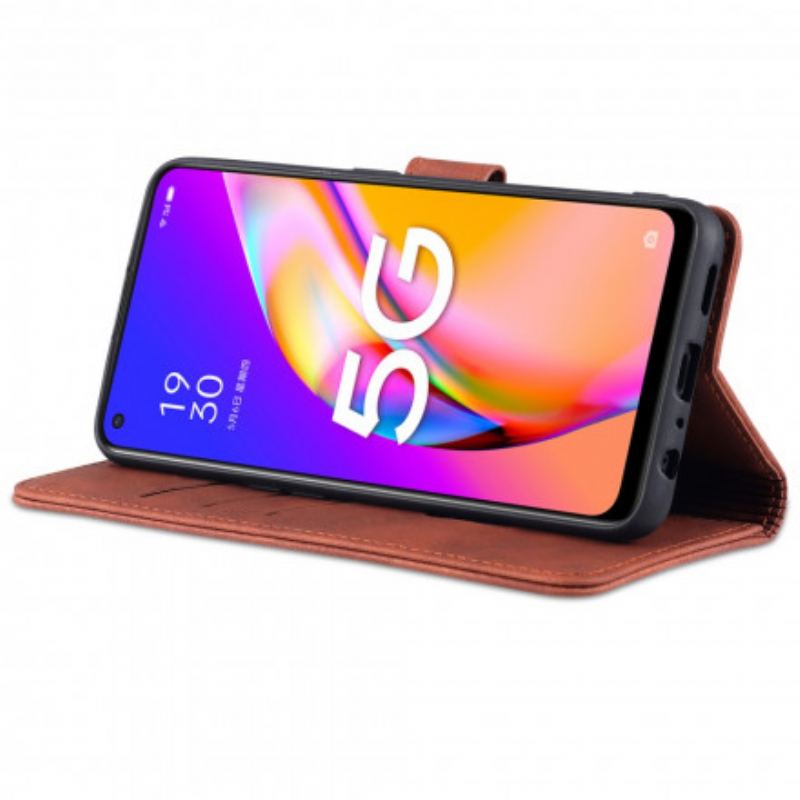 Capa Flip Para Oppo A94 5G Efeito Couro Azns