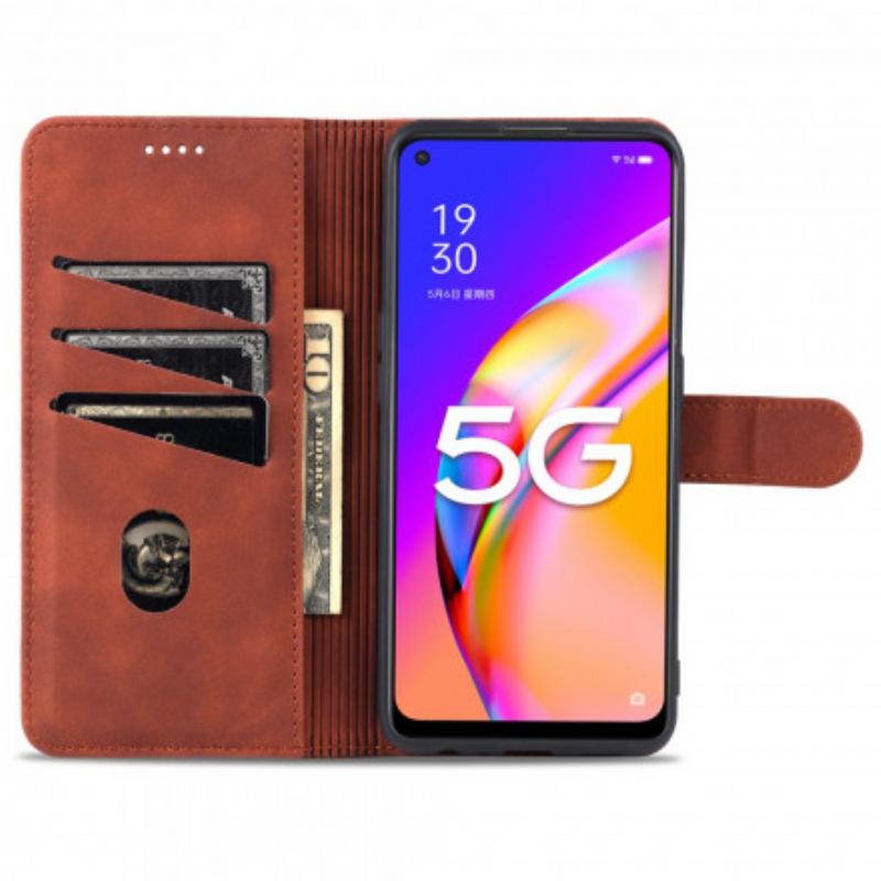 Capa Flip Para Oppo A94 5G Efeito Couro Azns