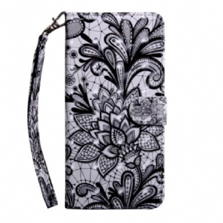 Capa Flip Para Oppo A94 5G Flores De Renda Com Alça