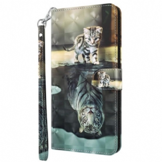 Capa Flip Para Oppo A94 5G Gato E Tigre Com Cordão