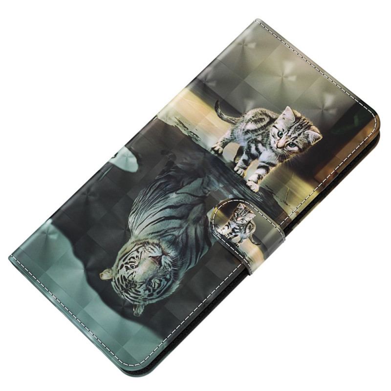 Capa Flip Para Oppo A94 5G Gato E Tigre Com Cordão