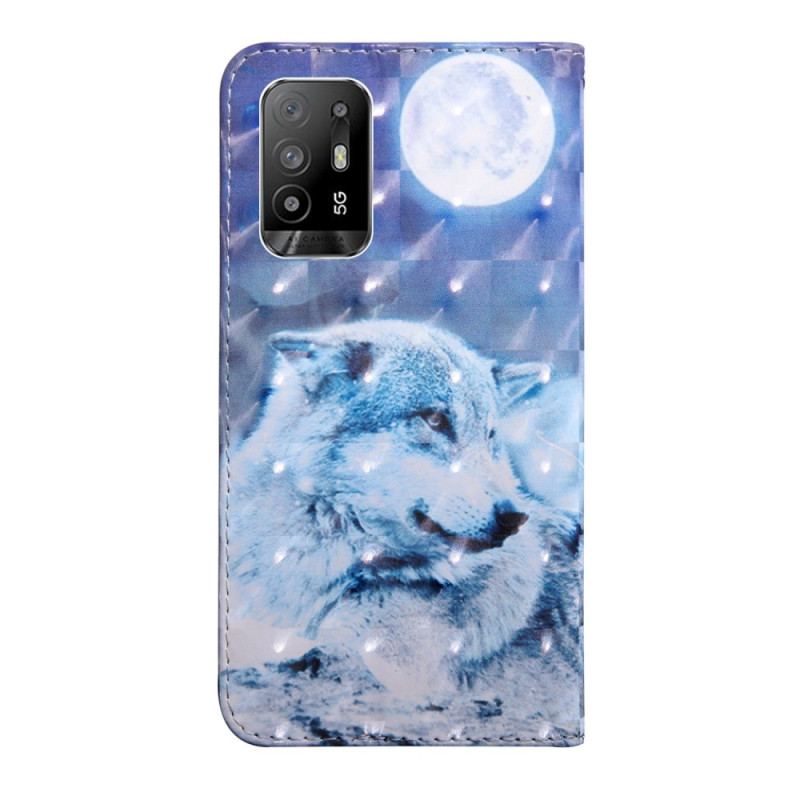 Capa Flip Para Oppo A94 5G Lobo Com Cordão