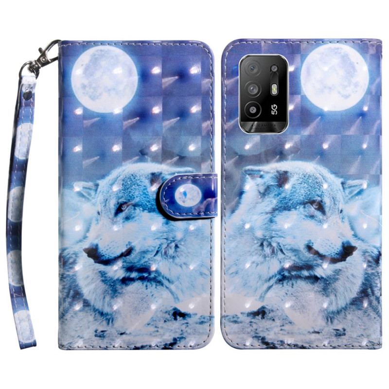 Capa Flip Para Oppo A94 5G Lobo Com Cordão