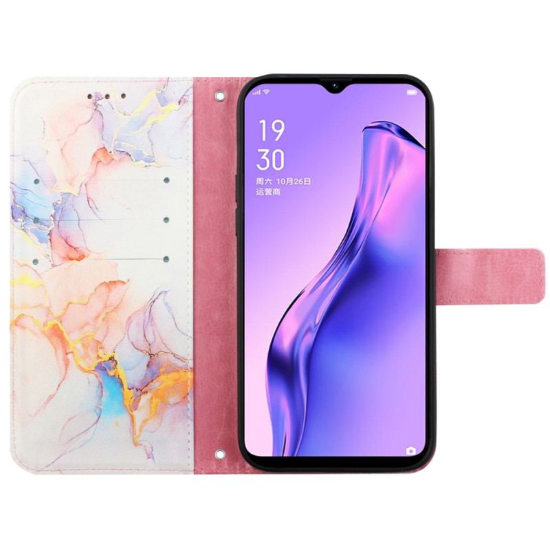 Capa Flip Para Oppo A94 5G Mármore Com Cordão