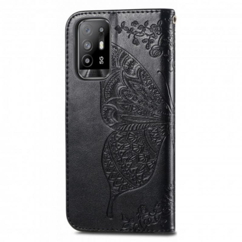 Capa Flip Para Oppo A94 5G Meia Borboleta