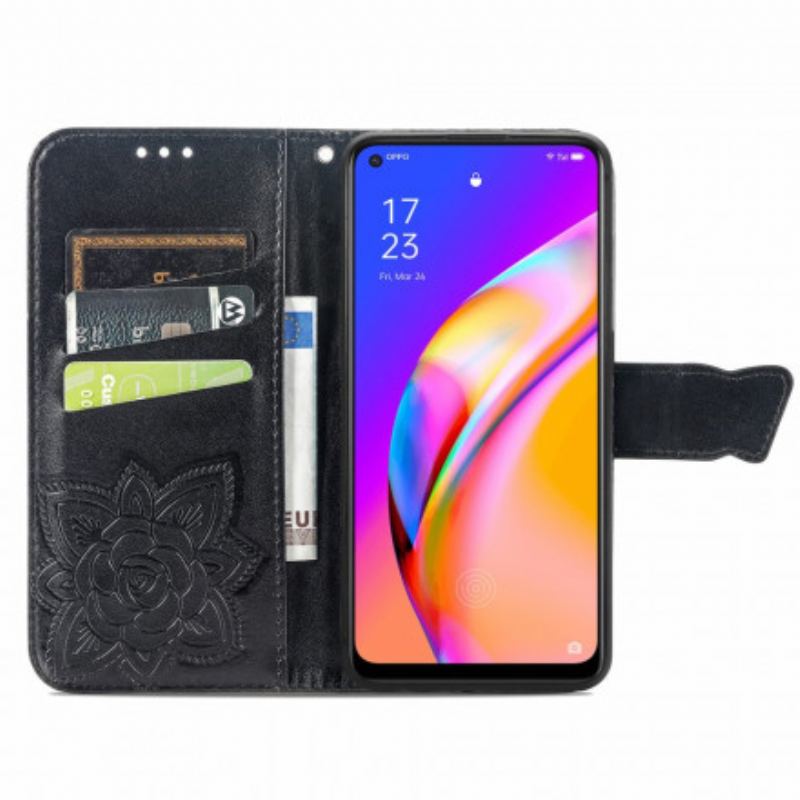 Capa Flip Para Oppo A94 5G Meia Borboleta