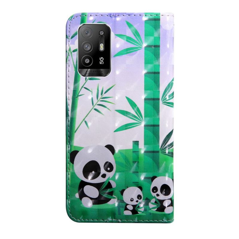 Capa Flip Para Oppo A94 5G Panda Com Cordão