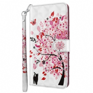 Capa Flip Para Oppo A94 5G Roseira Com Cordão