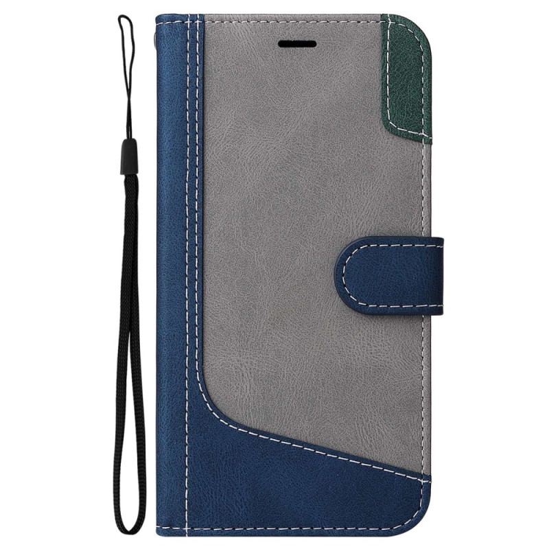 Capa Flip Para Oppo A94 5G Tricolor Com Cordão