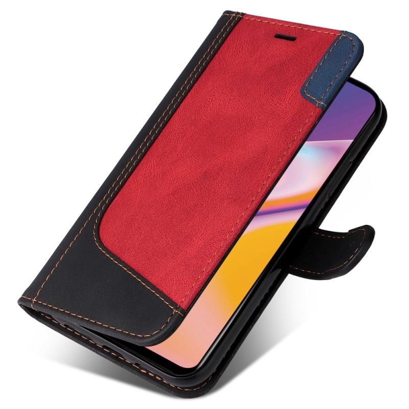 Capa Flip Para Oppo A94 5G Tricolor Com Cordão