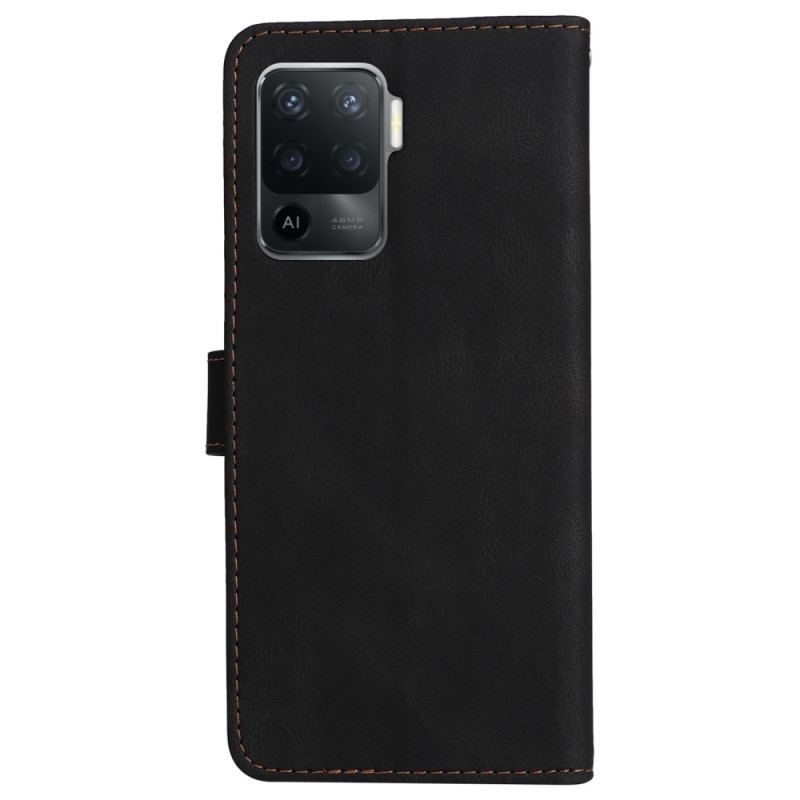 Capa Flip Para Oppo A94 5G Tricolor Com Cordão