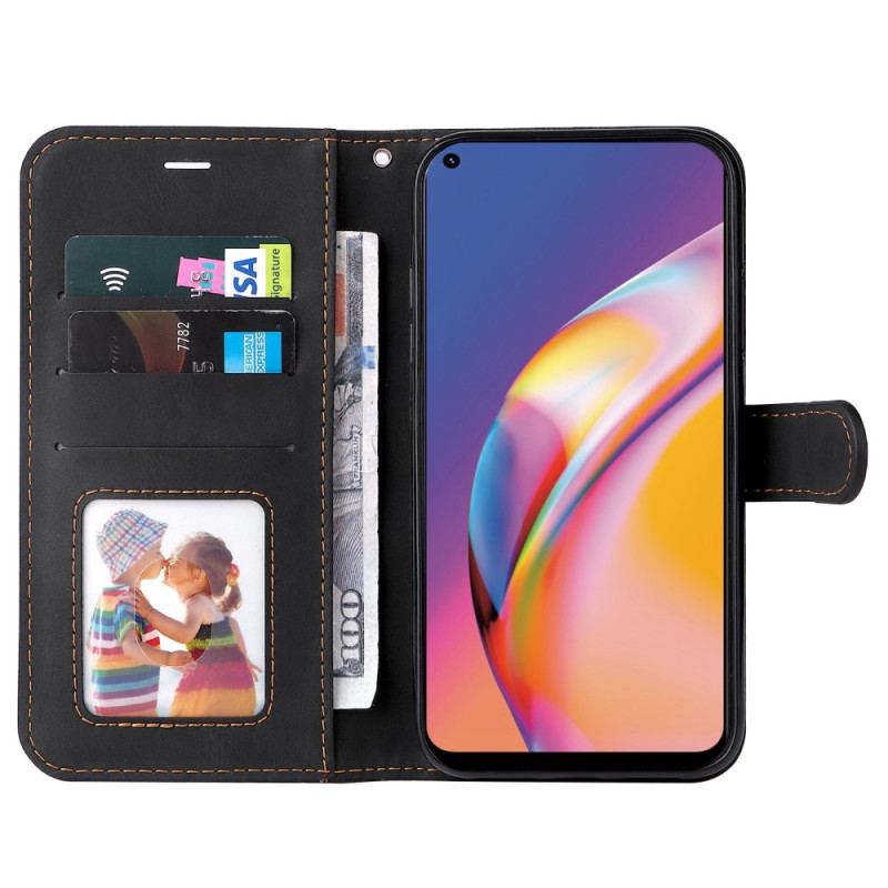 Capa Flip Para Oppo A94 5G Tricolor Com Cordão