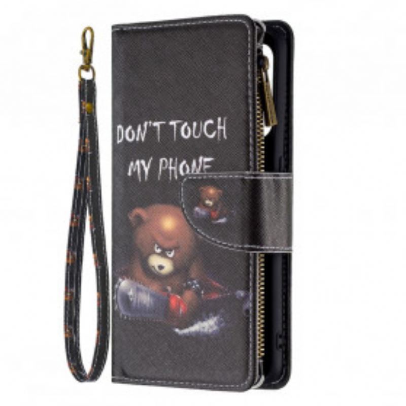 Capa Flip Para Oppo A94 5G Urso De Bolso Com Zíper